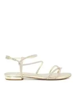 Dune London Dune Wf Nightly Embellished Flat Sandal - Gold, Metal, Size 4, Women