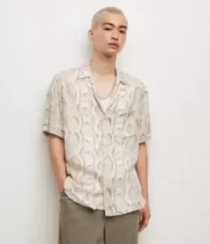 AllSaints Mens Python Shirt, Cloud White, Size: M