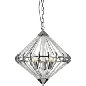 Impex Gerda 5 Light Chrome Ceiling Pendant Wire Frame Pendant Ceiling Light