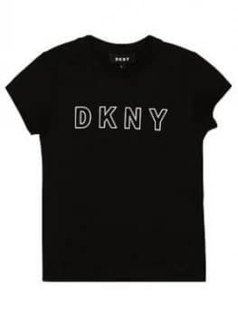 DKNY Girls Short Sleeve Metallic Logo T-Shirt, Black, Size Age: 10 Years, Women