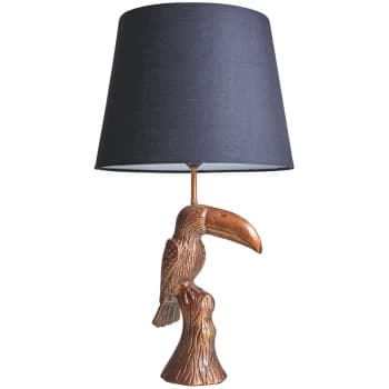 Toucan Bronze Metal Table Lamp with Tapered Lampshade - Black