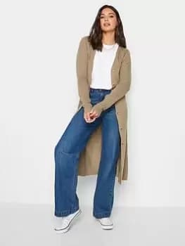 Long Tall Sally Natural Longline Rib Button Cardigan, Natural, Size 10-12, Women