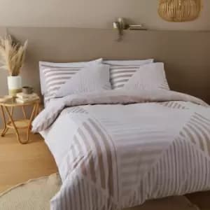 Catherine Lansfield Blok Geometric Natural Reversible Duvet Cover and Pillowcase Set Cream