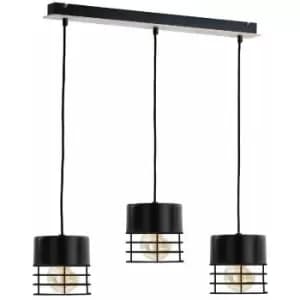 Keter Casa Bar Pendant Ceiling Light Black, Wood, 60cm, 3x E27