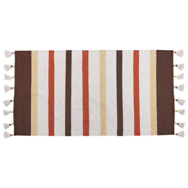 Beliani Rug Hisarli Brown 80 X 150 Cm Cotton