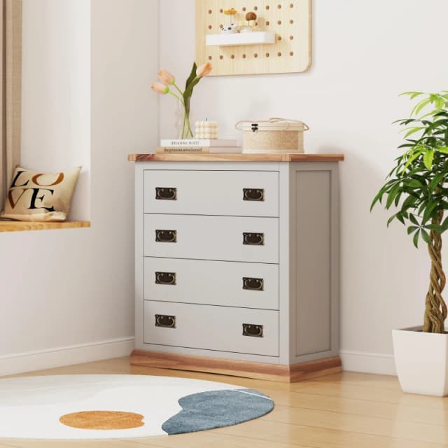 Cabinet Bits Bomporto 4 Drawer Chest of Drawers Bras Drop Handle in Light Grey Light Grey Unisex