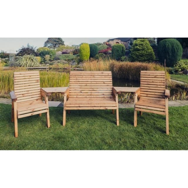 Churnet Valley Garden Furniture Ltd Valley 1X2B 2XC with Tray Set - Fully Assembled - Set of Cushions Inc in Brown Brown Unisex