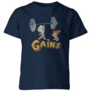 The Flintstones Distressed Bam Bam Gains Kids T-Shirt - Navy - 11-12 Years
