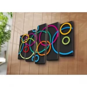 5PATK-225 Multicolor Decorative Canvas Painting (5 Pieces)
