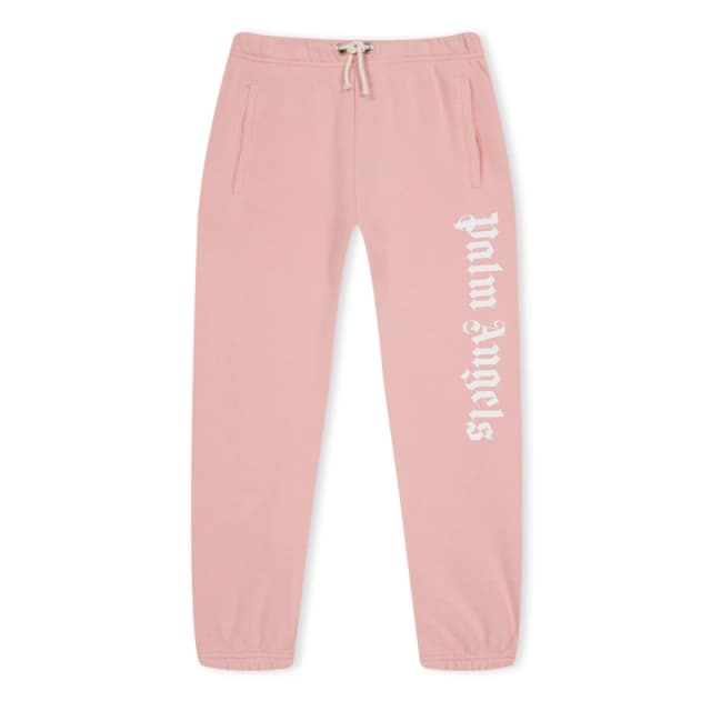 Palm Angels Kids Closed Hem Fleece Joggers Pink/White female 4Y