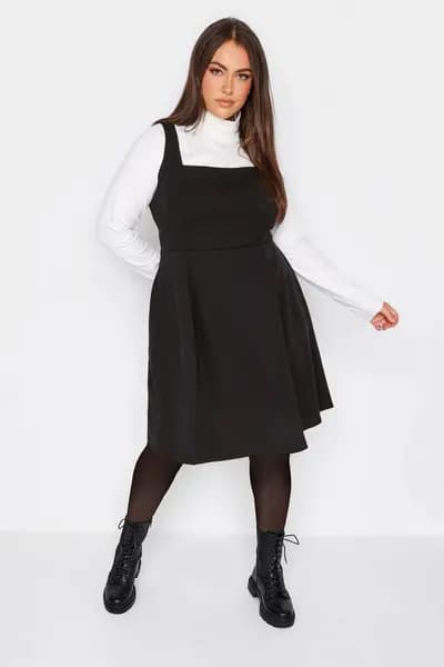 Yours Pinafore Dress Black