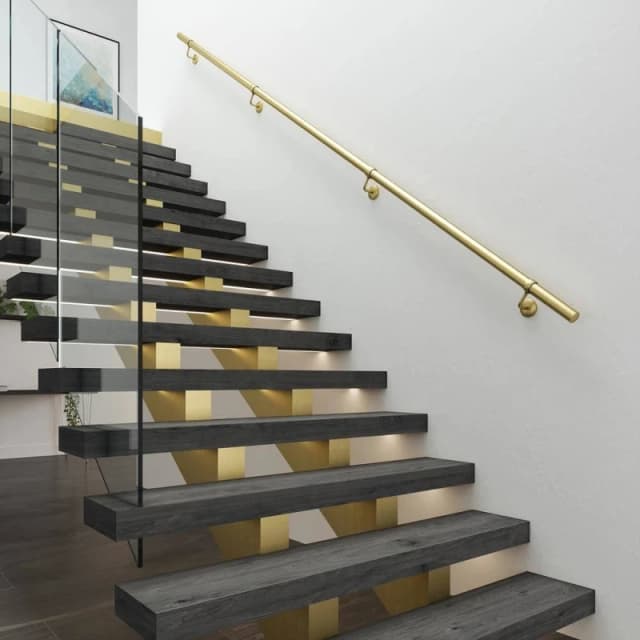 Rothley Satin Brass Premium Easy Install Indoor Modern Stair Handrail Kit 3.6m in Bronze Bronze Unisex
