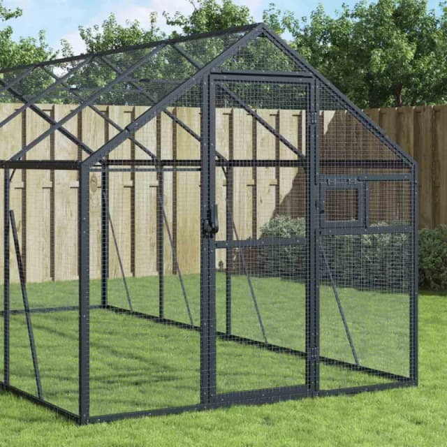 vidaXL Aviary Anthracite 1.79x8x1.85 m Aluminium, Grey 3155805