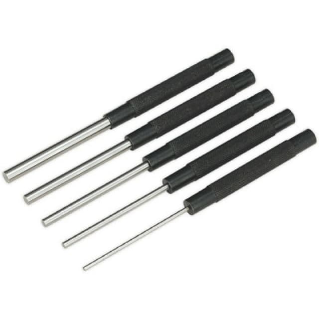 Loops 5 Piece Long Pattern Parallel Pin Punch Set - 200mm Length - Hardened & Treated Multi