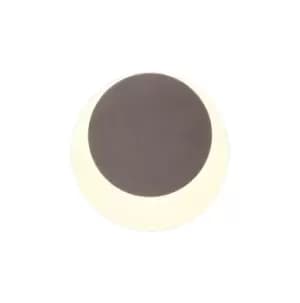 Magnetic Base Wall Lamp, 12W LED 3000K 498lm, 15, 19cm Round Top Offset, Coffee, Acrylic Frosted Diffuser