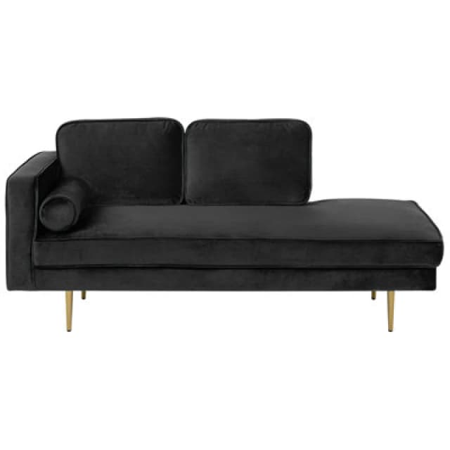 Beliani Left-Hand Chaise Lounge Miramas Velvet Black