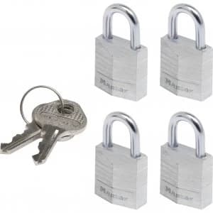 Masterlock Aluminium Padlock Pack of 4 Keyed Alike 20mm Standard