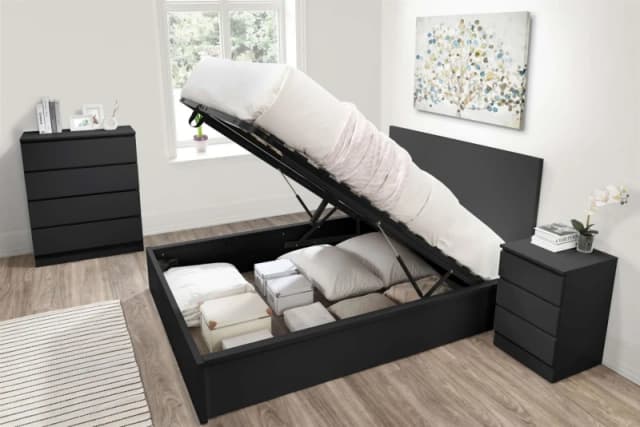 Birlea Oslo Black Wooden Ottoman Bed Frame - 4ft6 Double