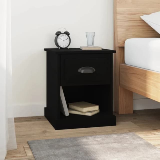 VIDAXL Bedside Cabinet Black 39x39x47.5cm Engineered Wood Vidaxl 8720845790202