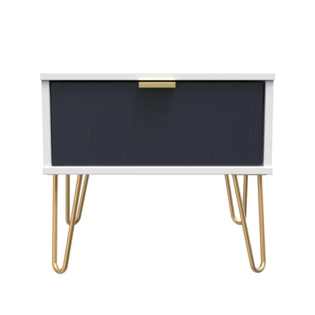 Moderna Ready Assembled Matt Indigo & White 1 Drawer Non-Extendable Small Side Table (H)410mm (W)450mm (D)395mm