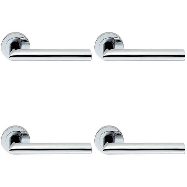 Loops 4x PAIR Straight Mitred Bar Handle on Round Rose Concealed Fix Polished Chrome Multi