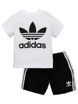 Boys, adidas Originals Shorts & T-Shirt Set - White, Size 0-3 Months