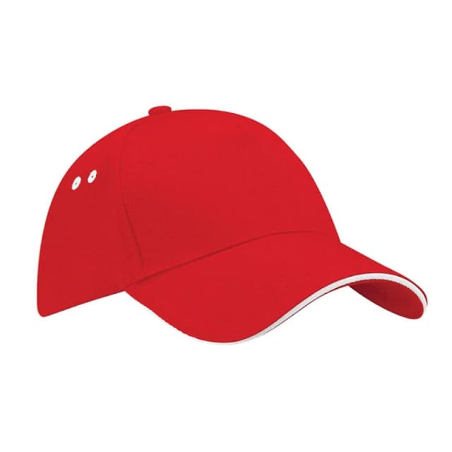 Beechfield Beechfield Men Ultimate 5 Panel Contrast Baseball Cap With Sandwich Peak Headwear in Red Red One Size Male 5055747772975