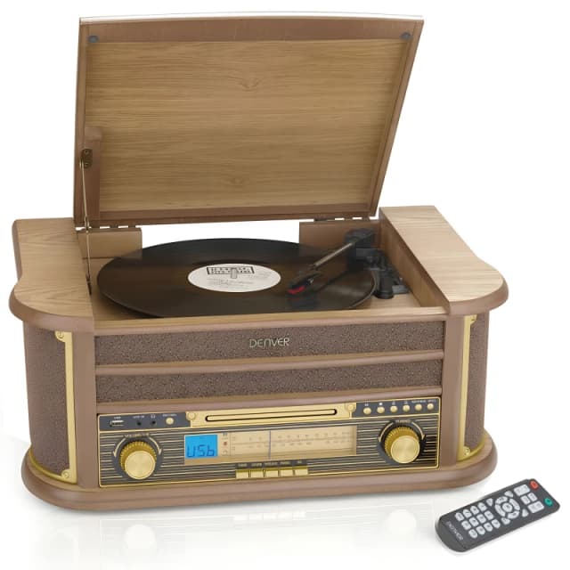 Denver Vintage Retro Bluetooth CD Cassette Record Player FM & USB HiFi System in Light Brown Light Brown Unisex