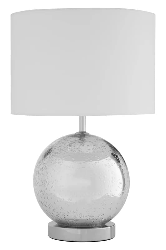 Premier Housewares Interiors by Premier Naomi Fabric Shade with EU Plug Table Lamp Silver