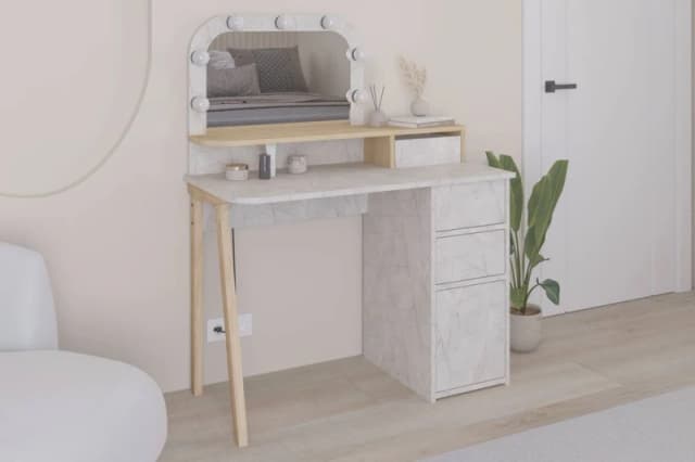 Decortie Avien Dressing Table - Lagina/Oak Off White WON90 Unisex