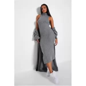 I Saw It First Roll Neck Knit Midi Dress - Grey
