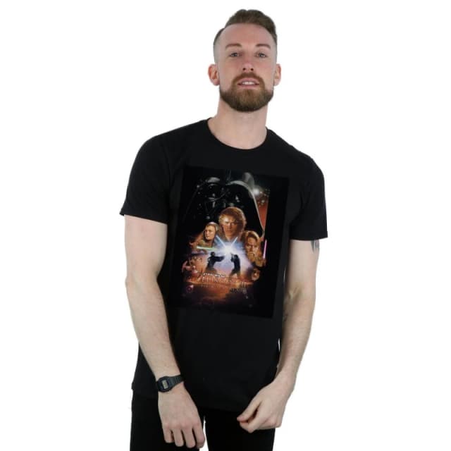 Star Wars Star Wars Men Episode III Movie Poster T-Shirt in Black Size: Small Black S Male 5057864265255