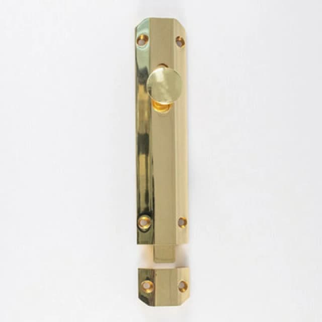 Loops Surface Mounted Flat Sliding Door Bolt Lock 152 x 35mm Polished Brass Metallics unisex