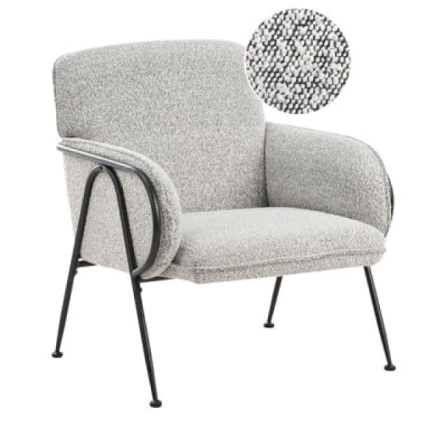 Beliani Fabric Armchair Black And White Trysnes