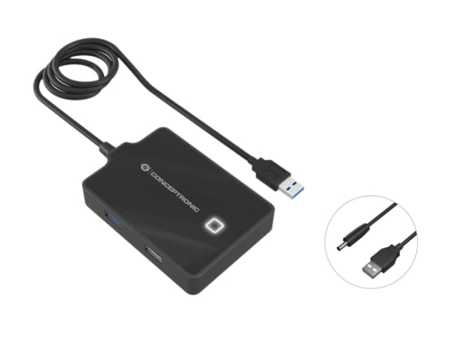 Conceptronic HUBBIES 4-Port USB 3.0/2.0 Hub. 90cm cable
