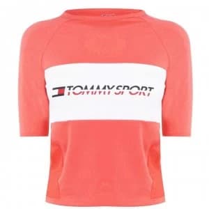 Tommy Sport Cropped Raglan T Shirt - Hibiscus
