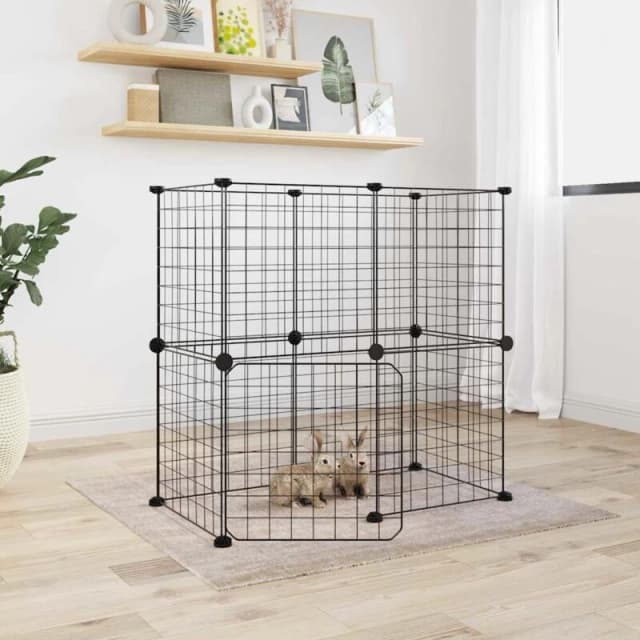VIDAXL 12-Panel Pet Cage with Door Black 35x35cm Steel Vidaxl 8720287190660