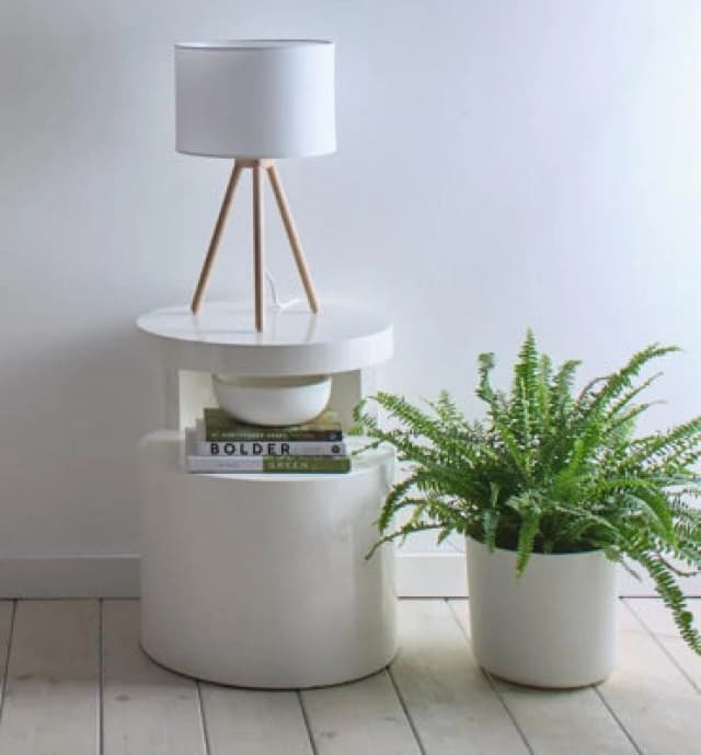 K Living Tall Oak Wooden Tripod Table Lamp And Matching White Linen Lampshades