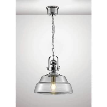 Reyna Single Large Suspension 1 Bulb E27 polished chrome / transparent glass