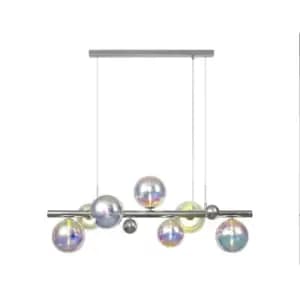 Luminosa Linear Pendant, 7 x G9, Polished Chrome, Iridescent Glass