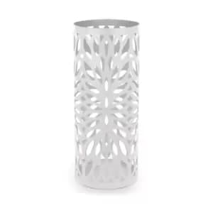 Round Metal Umbrella Stand in White M&W
