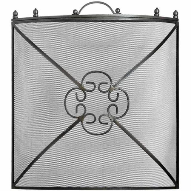 Lemon Pavilion Furniture and Decor Mesh Fireguard in Antique Pewter Effect Finish - L13 x W61 x H61cm in Grey Grey Unisex