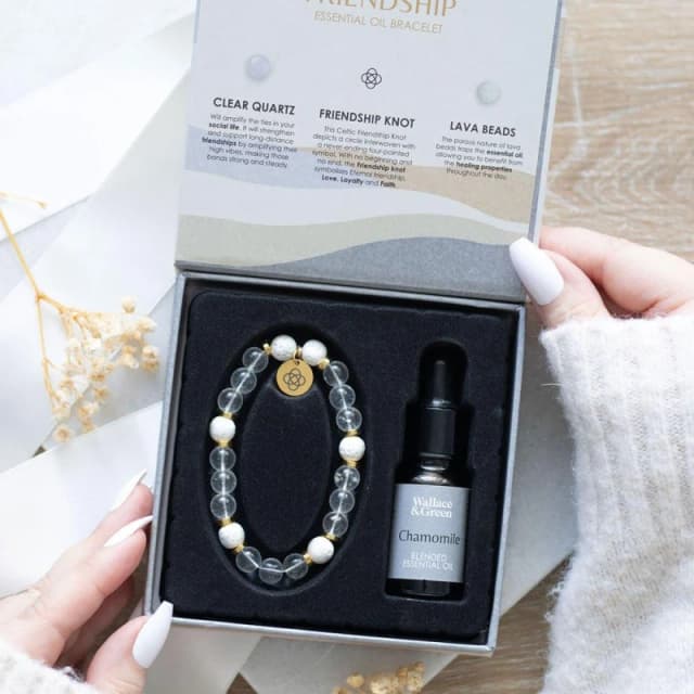 Simplhome Friendship Clear Quartz Essential Oil Bracelet Multi