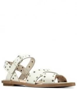 Clarks Willow Gild Leather Flat Sandal - White
