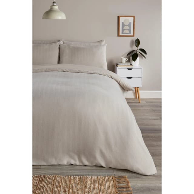 Homelife Herringbone Soft Touch Duvet Set - Nude Nude Single
