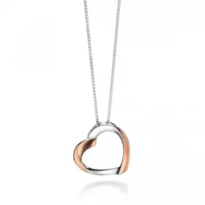 Fiorelli Silver Rose Gold Ribbon Heart Pendant