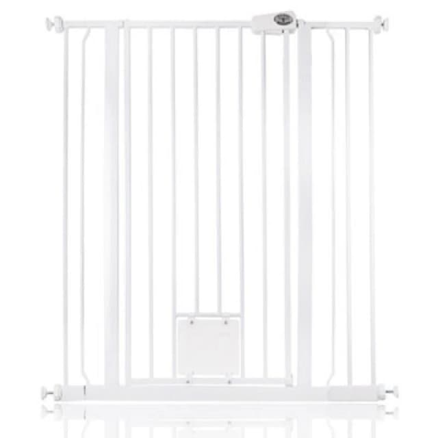 Bettacare Pet Gate With Lockable Cat Flap, 94.3Cm - 101.9Cm, White, 104Cm In Height
