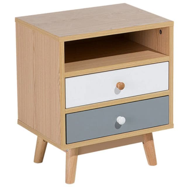 Beliani 2 Drawer Bedside Table Fargo Light Brown