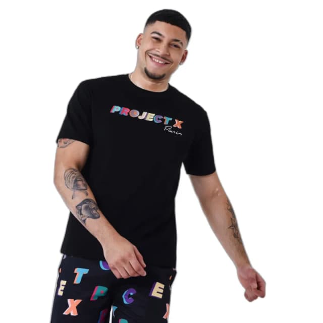 Project X Paris Oversized logo t-shirt with multicolored embroidery Project X Paris Noir Male S