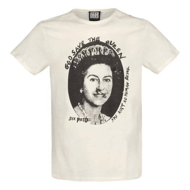 Amplified Amplified Men God Save The Queen Sex Pistols T-Shirt in White Size: X-Small White XS Male 5059699798519